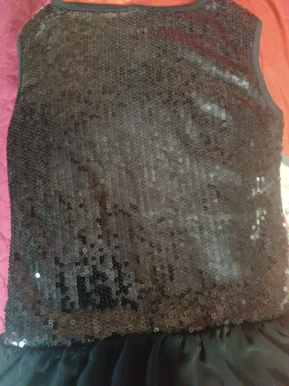 Top fiesta lentejuelas negro/plata y oro