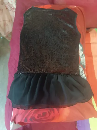 Top fiesta lentejuelas negro/plata y oro