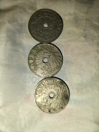 Moneda Antigua España 1937. 25 CTS.