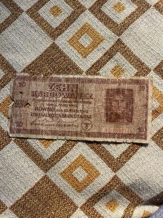 Billete 10 Karbowanez Ucrania Ocupación Alemana