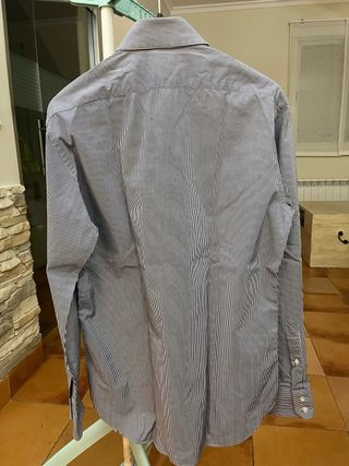 Camisa Zara Rayas Marino y Blanco Talla M