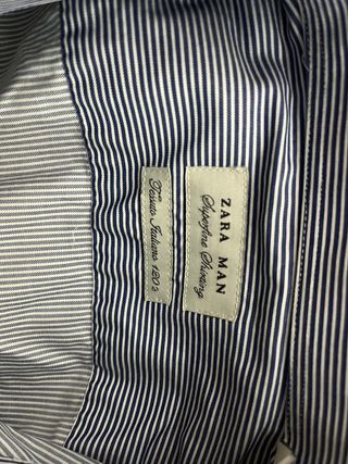 Camisa Zara Rayas Marino y Blanco Talla M