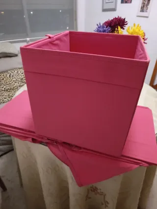 4 Cestas Almacenaje Ikea Rosa Tela.perfecto estado