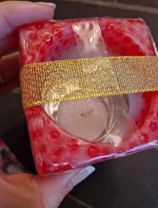 Candela cereria Nicola Muto mis. 7x7 bianca rossa