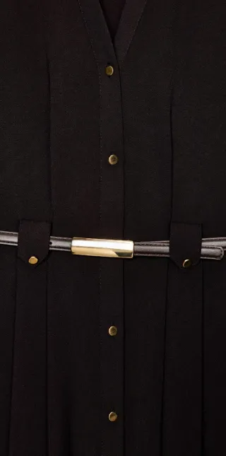 Vestido midi negro con cinturón