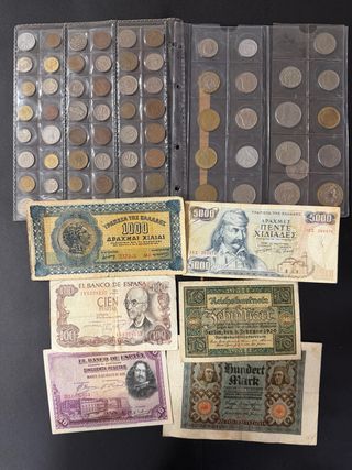 Colección monedas y billetes antiguos
