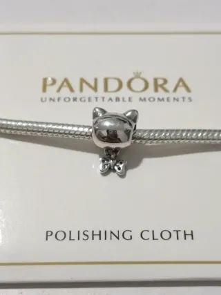 Charm Mascota Gato y Lazo Brillante