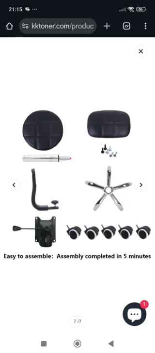 Silla giratoria redonda con respaldo negra  nueva