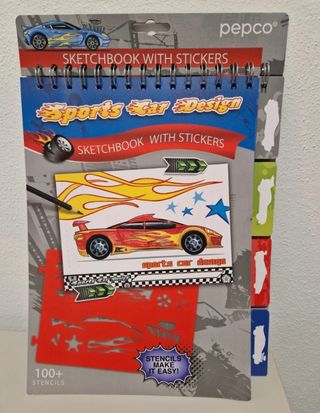 Blocco disegni auto sportive con stencils e sticke