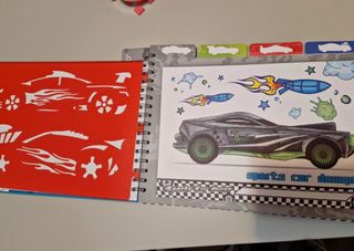 Blocco disegni auto sportive con stencils e sticke