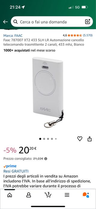 FAAC Telecomando Cancello XT2 433 SLH LR