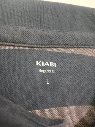 Polo Kiabi Talla L Rayas Azul Gris