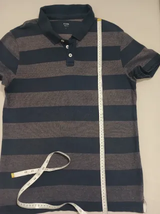 Polo Kiabi Talla L Rayas Azul Gris