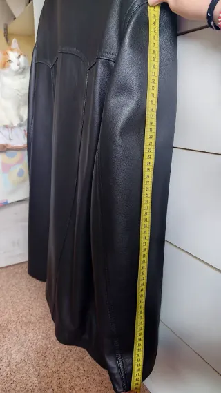 Chaqueta Piel Vobina Coresa Larga Negra