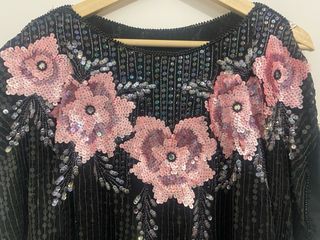 Top lentejuelas vintage fiesta negro