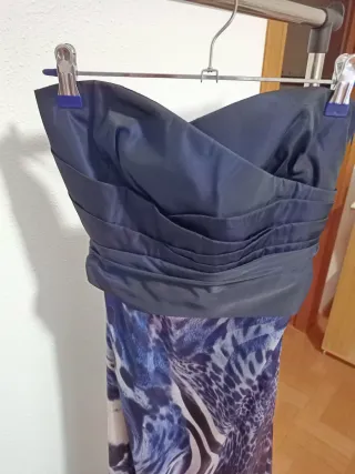 Vestido invitada azul y multicolor