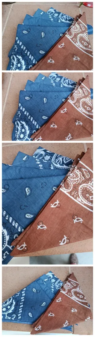 5 Pañuelos estilo bandana 4 azul y 1 marrón