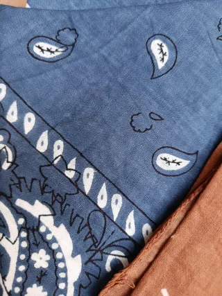 5 Pañuelos estilo bandana 4 azul y 1 marrón