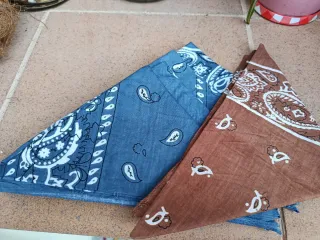 5 Pañuelos estilo bandana 4 azul y 1 marrón