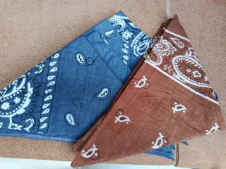 5 Pañuelos estilo bandana 4 azul y 1 marrón