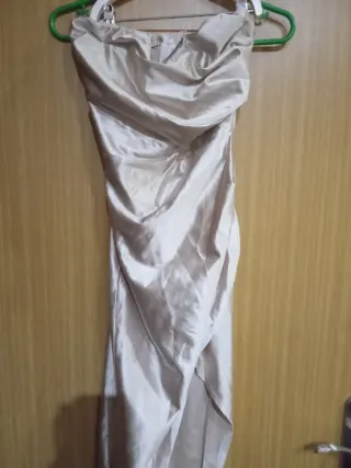 Vestido de fiesta beige talla S