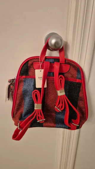 Mochila SARA rayas azul y rojo