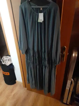 Vestido gasa azul H&M talla XXL