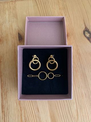 Conjunto Miramira Pendientes y Pulsera Oro