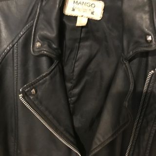 Cazadora cuero Mango mujer negra