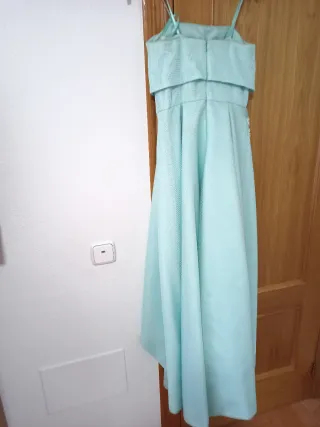 Vestido invitada teal y blanco, S/M