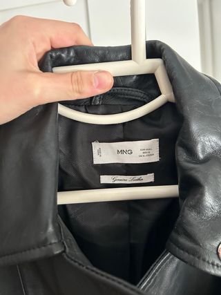 Chaqueta Cuero MNG Negra