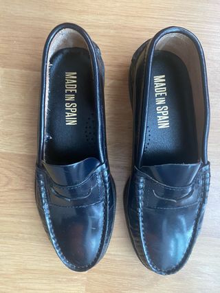 Mocasines, 210 Castellanos de piel niño T/35 Negro