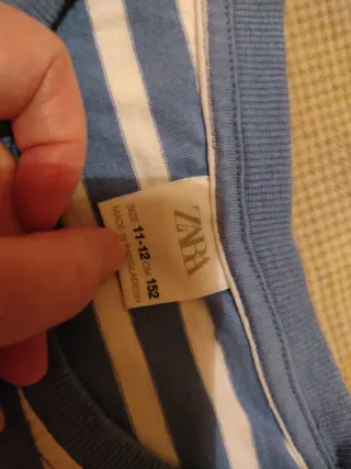 Camiseta Zara Rayas Manga Corta Talla 11-12 Años