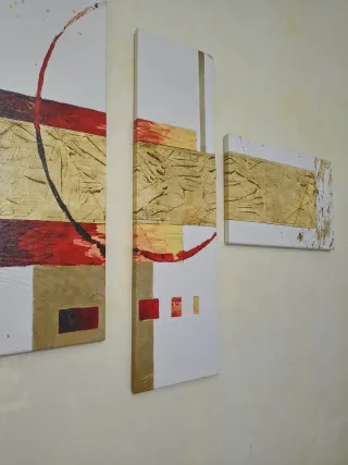 Set 4 Quadri Moderni Oro e Bianco