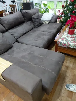 Sofá cheslong marrón tela muy buen estado