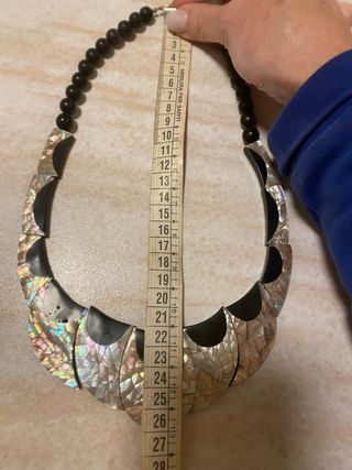 Collana vintage madreperla e perline nere