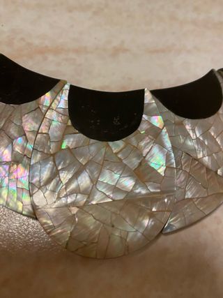 Collana vintage madreperla e perline nere