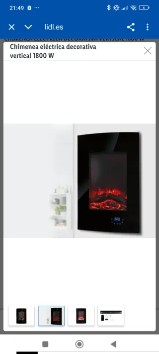 Estufa Eléctrica Lidl 1800W Negra