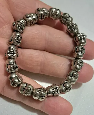 Bracciale Buddha Sorridente Argentato
