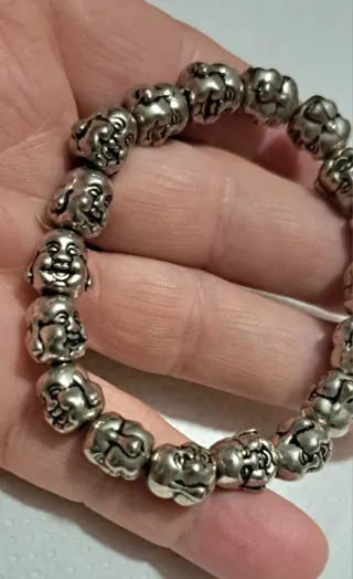 Bracciale Buddha Sorridente Argentato