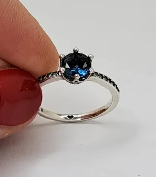 Anello Argento S925 con Zircone Blu