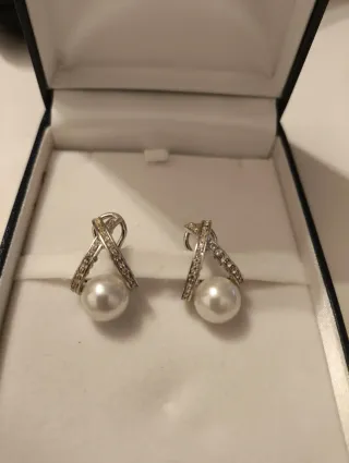 Pendientes vintage plata y perlas