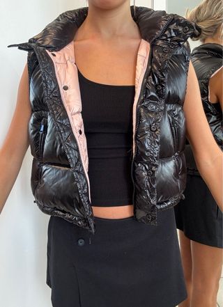 Moncler Gilet Nero Rosa Taglia S