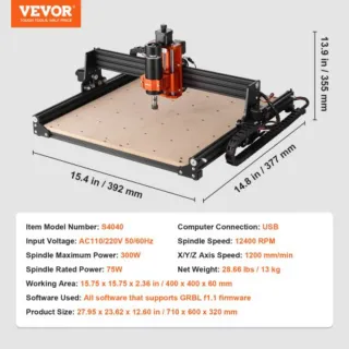 Fresadora CNC Vevor 300W 40x40cm