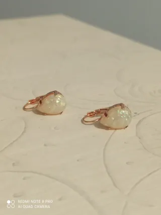 Pendientes cobre ópalo sintético