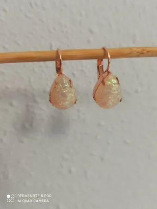 Pendientes cobre ópalo sintético