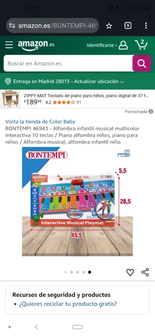 Alfombra Piano Musical Bontempi iPlay
