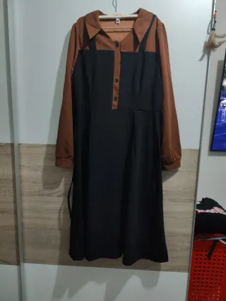 Vestido Negro y Marrón Talla 54