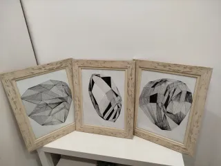 Conjunto 3 Cuadros Abstractos Geométricos