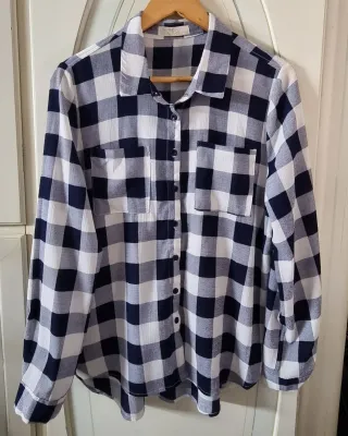 Camicia a quadri donna blu e bianca